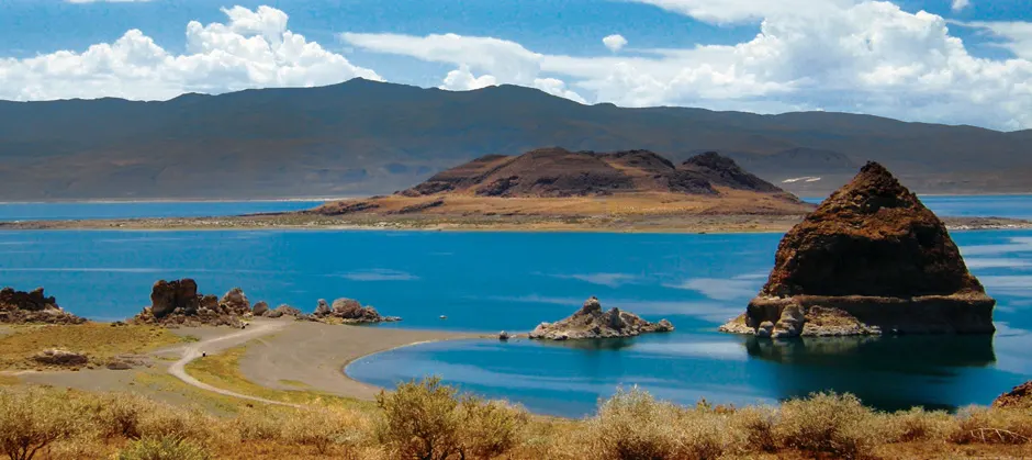 The pyramid rock formation on Pyramid Lake